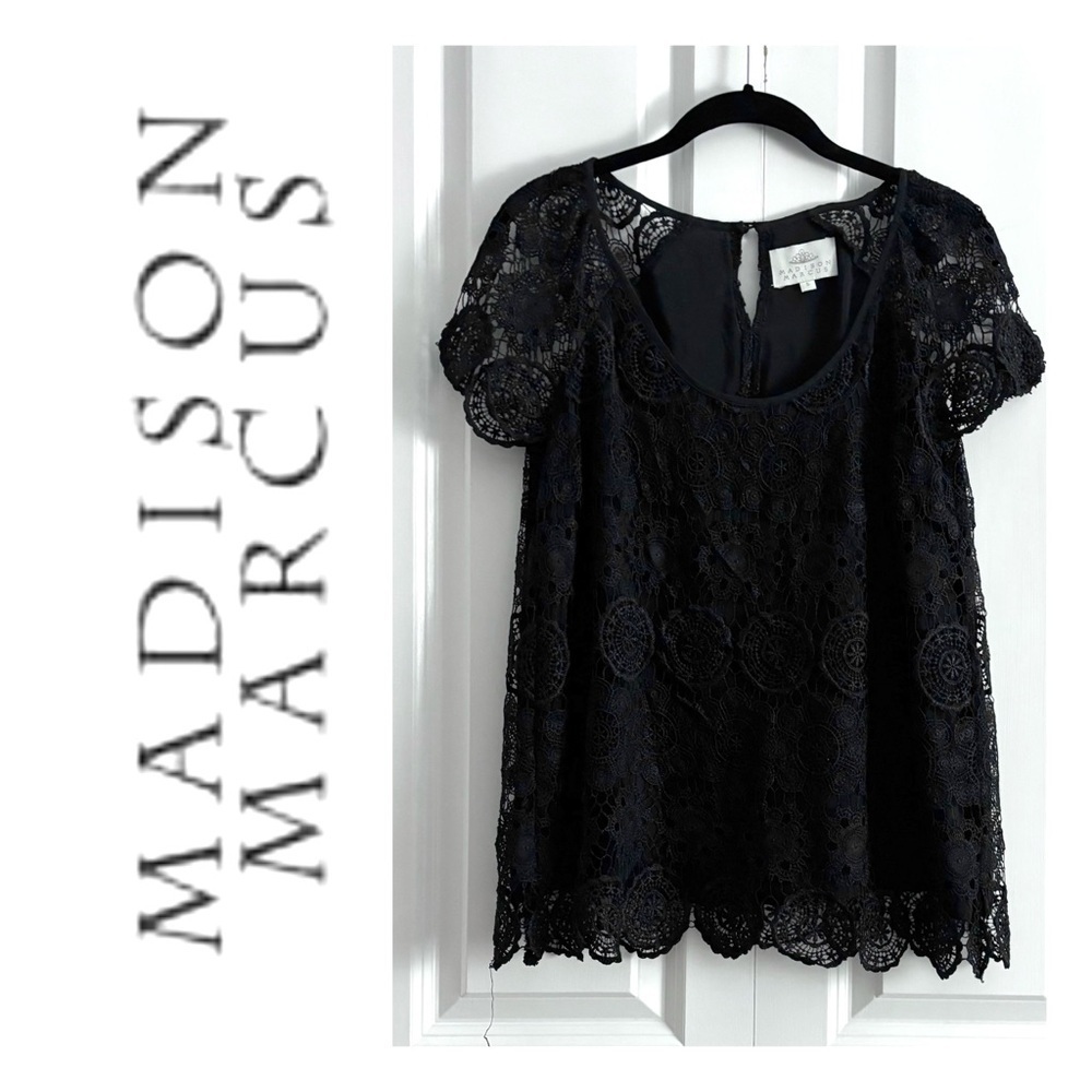 Madison Marcus Black Crochet Lace Top